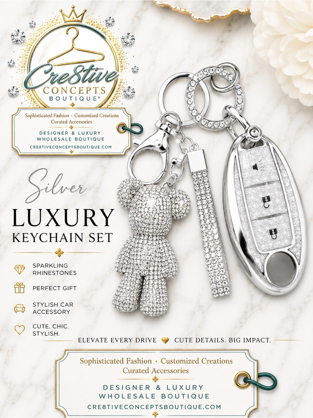 5PC Luxury Keychain / Bag Charm / Key Fob Set
